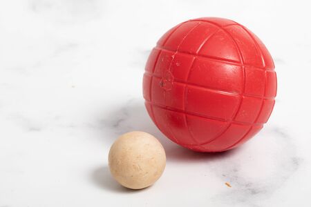 plastic colored ball for child. outdoor game on studio white backgroundの写真素材