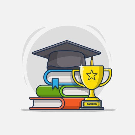 graduated from college with achievements. flat cartoon illustration styleのイラスト素材