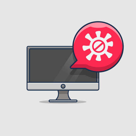 computer virus hazard notification bubble illustration design. flat cartoon styleのイラスト素材