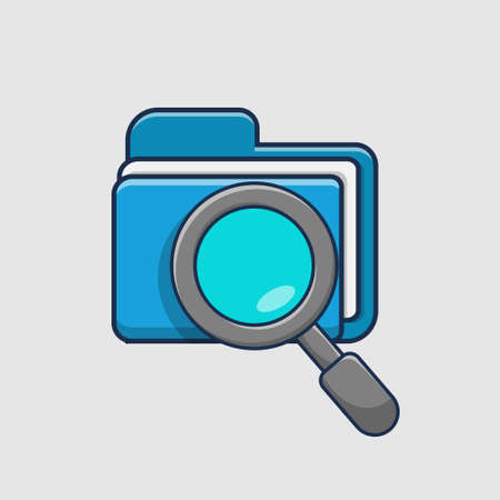 icon illustration of searching for files in a folder. flat cartoon styleのイラスト素材