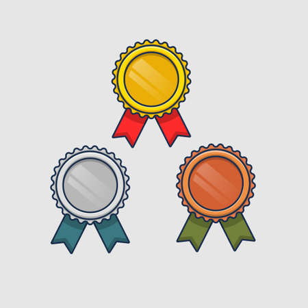 Set of medal icon design illustration. flat cartoon styleのイラスト素材