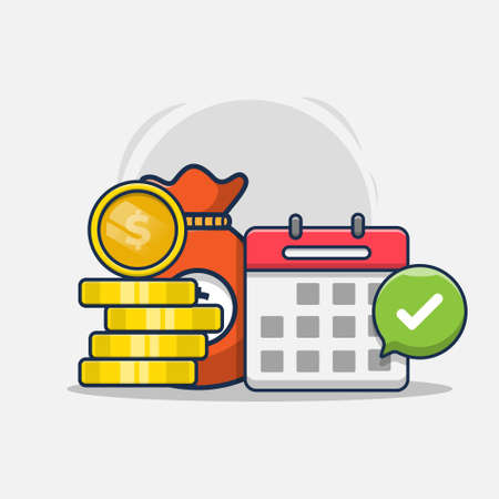 payday checklist icon illustration on calendar. flat cartoon styleのイラスト素材