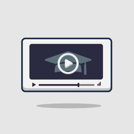online educational video icon illustration. webinar video player isolated conceptのイラスト素材
