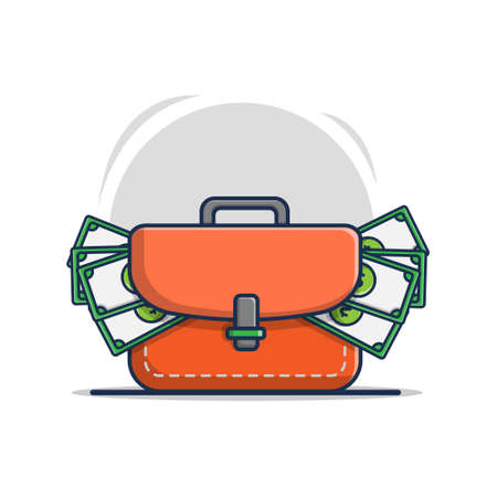 bag icon illustration design containing money, flat cartoon styleのイラスト素材
