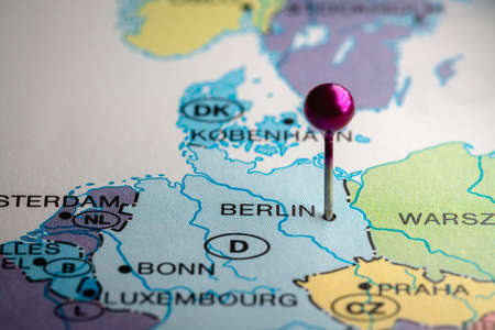 Berlin, Germany, Europe pinned on a map. Destinations, day trip, travel, destination