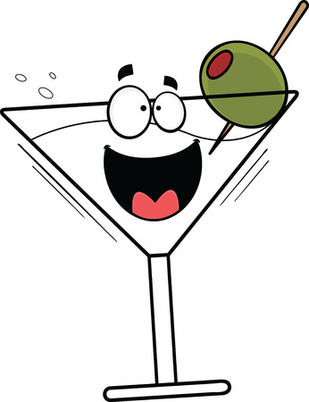 Cartoon illustration of a happy martini with olive. のイラスト素材