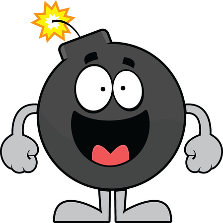 Cartoon illustration of a happy looking bomb. のイラスト素材