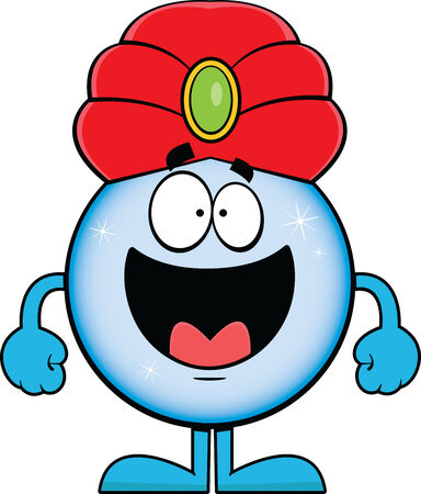 Cartoon illustration of a crystal ball with an open mouth smile. のイラスト素材