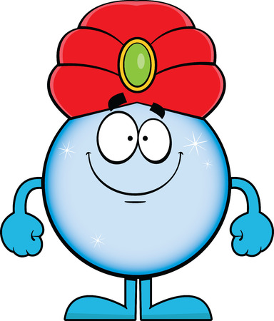 Cartoon illustration of a crystal ball with a wide smile. のイラスト素材