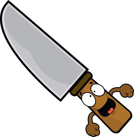 Cartoon illustration of a knife with a happy expression. のイラスト素材