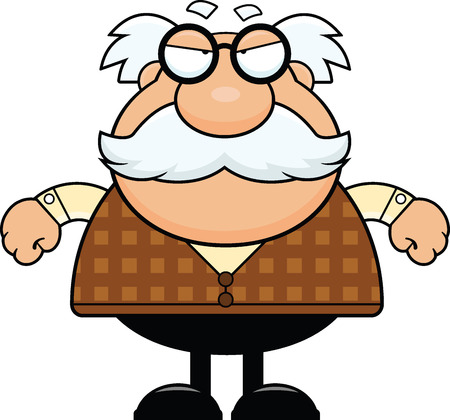 Cartoon illustration of a grandpa with a grumpy expression.のイラスト素材