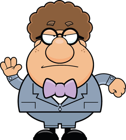 Cartoon illustration of a geek with a grumpy expression. のイラスト素材