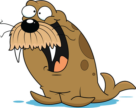 Illustration of a funny cartoon walrus.のイラスト素材