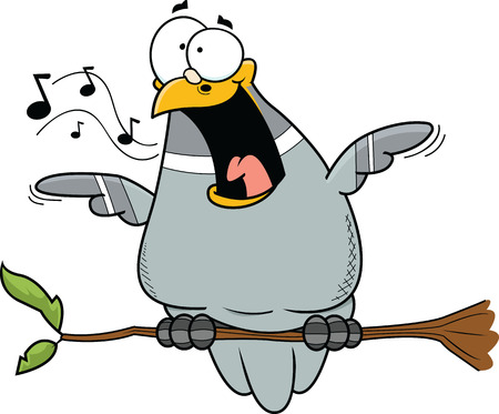 Illustration of a happy cartoon pigeon.のイラスト素材