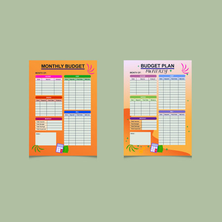 Beautiful budget planner template, Daily, weekly, monthly, project, budget, and meal planners.のイラスト素材