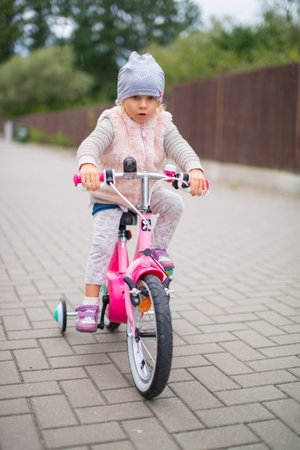 Little girl on bikeの写真素材