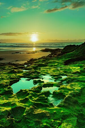 With High tide most of this reef is covered by water but when its lowtide it is spectacular to seeの写真素材