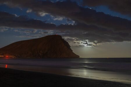 MontaÃ±a Roja by night with moonriseの写真素材