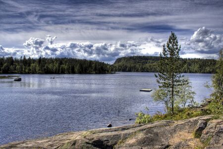 A secluded lake called Merkedammen not far away from my home in the middle of the summer.の写真素材