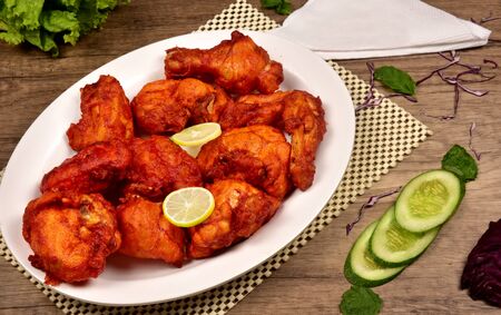 grilled chicken wingsの写真素材