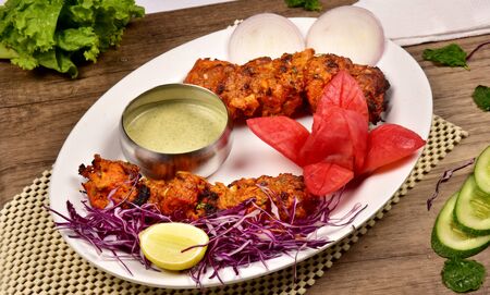 salad with meatの写真素材