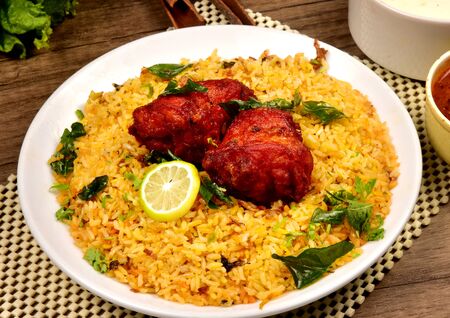 fried rice with chickenの写真素材