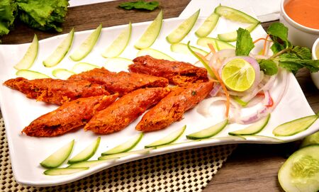 grilled salmon with lemonの写真素材