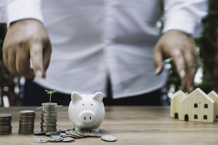 Money coin stack growing graph with bokeh light background,investment concept. plant growing on coin, business finance and save money concept.の写真素材