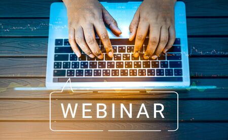 Businessman and team work using a Laptop Computer with Webinar E-business Browsing Connection and...