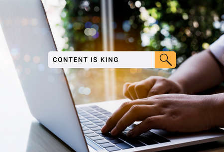 Content is king for SEO website concept. Business, technology internet and web concept. Digital marketing Online.の写真素材