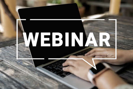 Businessman and team work using a Laptop Computer with Webinar E-business Browsing Connection and...