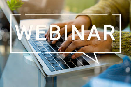Businessman and team work using a Laptop Computer with Webinar E-business Browsing Connection and...