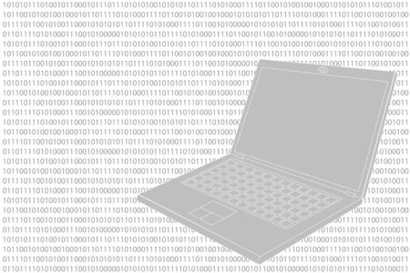 Laptop on digital backgroundのイラスト素材