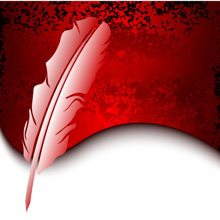 Feather on red grunge backgroundのイラスト素材