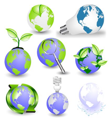 Globes with some floral elementsのイラスト素材