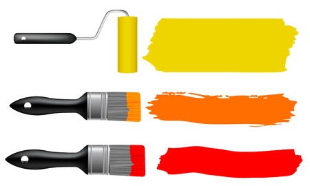 Paint brush and paint roller のイラスト素材