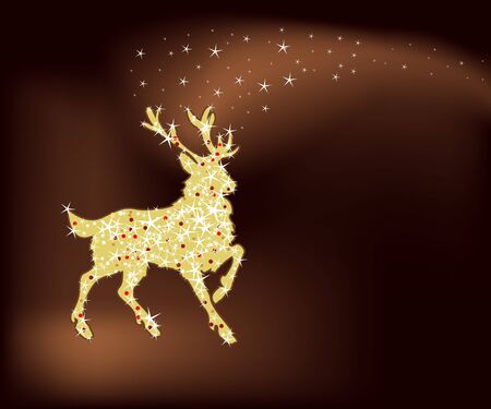 Holiday background with magic christmas reindeer のイラスト素材