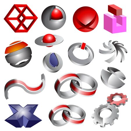 Set of abstract 3d logos and iconsのイラスト素材