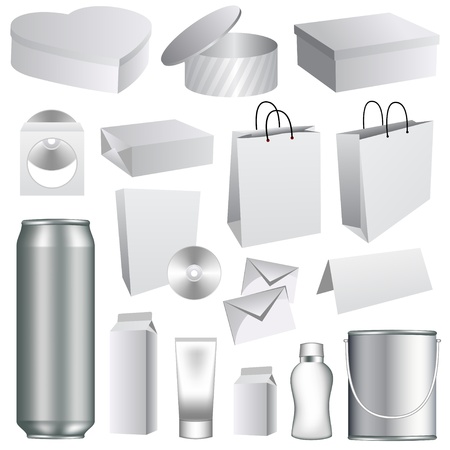 Blank dummies packaging templates collection. Set of white paper stationery elements. のイラスト素材