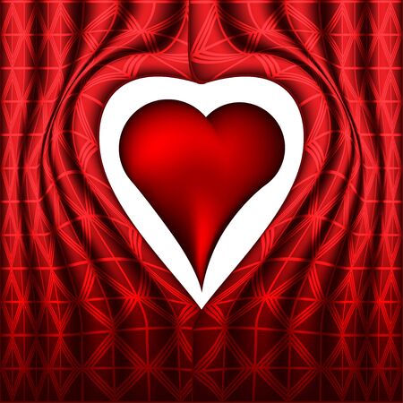 Curtain background with read heartの写真素材