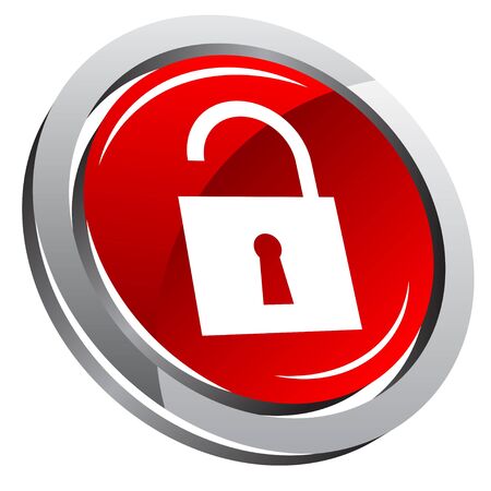3d glossy button with padlock iconのイラスト素材