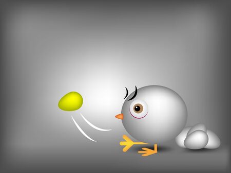 Angry chicken kicks golden eggのイラスト素材