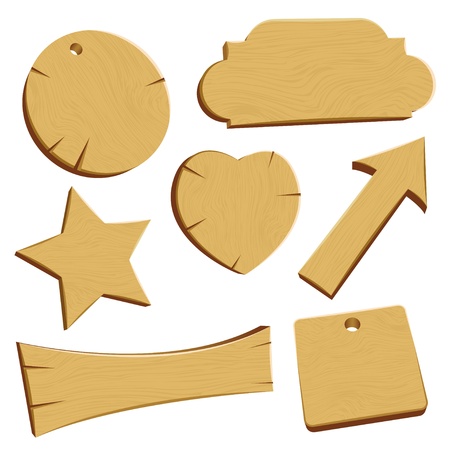 Set of wooden badges or banners, well detailedのイラスト素材