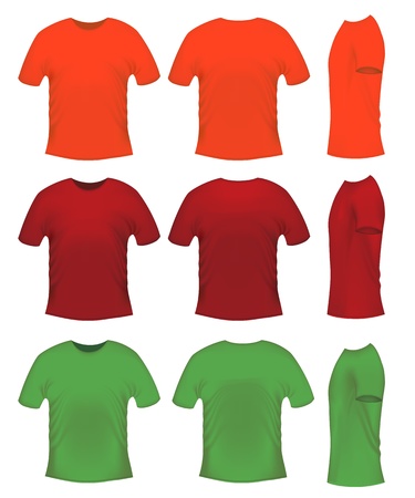 Men's t-shits, orange red and green colorsのイラスト素材
