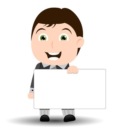Happy businessman holding empty message bannerのイラスト素材