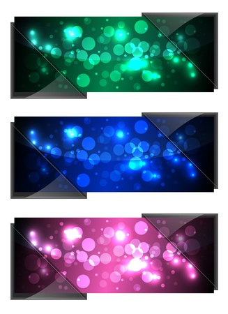 Shiny Sparkling Banners With Dark Glassのイラスト素材