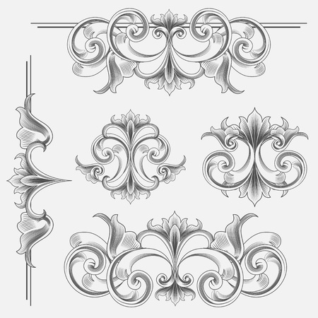 Set of Victorian Style Decorationsのイラスト素材