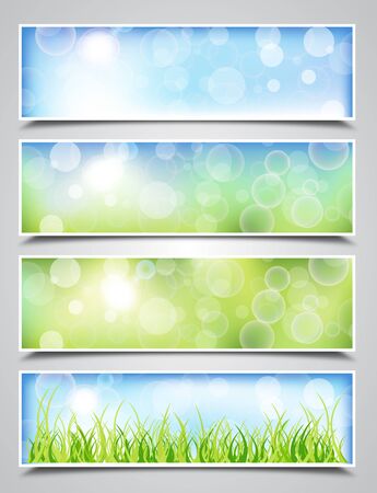 Collection of Spring Banners with Bokeh Effectのイラスト素材