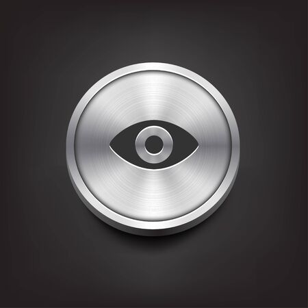 Metal Button with Eye Iconのイラスト素材