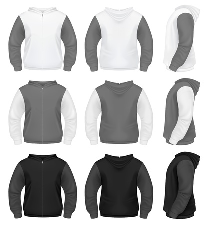 Realistic Men s Hoodie with Zipperのイラスト素材